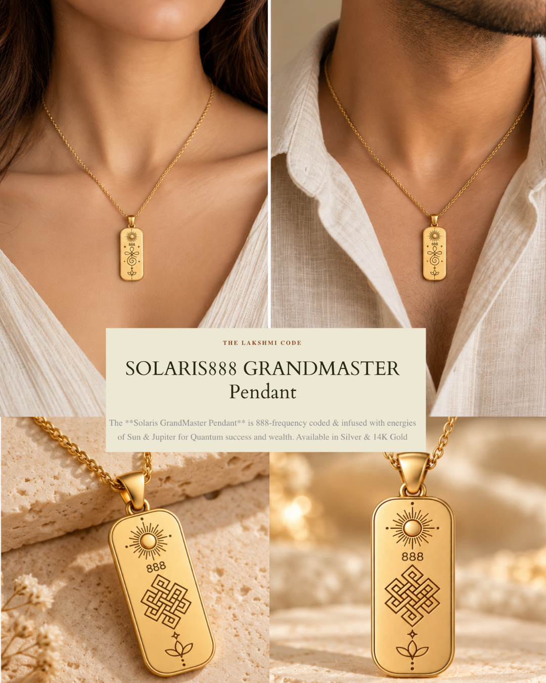 SOLARIS888 GRANDMASTER PENDANT | Quantum Wealth & Fame | SILVER