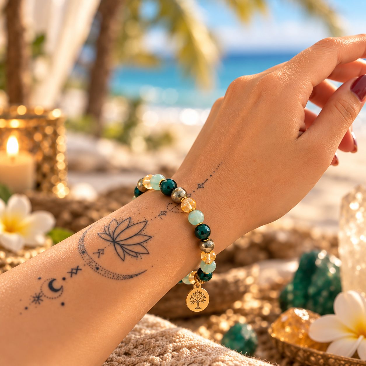 Emerald Frequency Bracelet - Money , Wealth & Abundance by NuRyrah