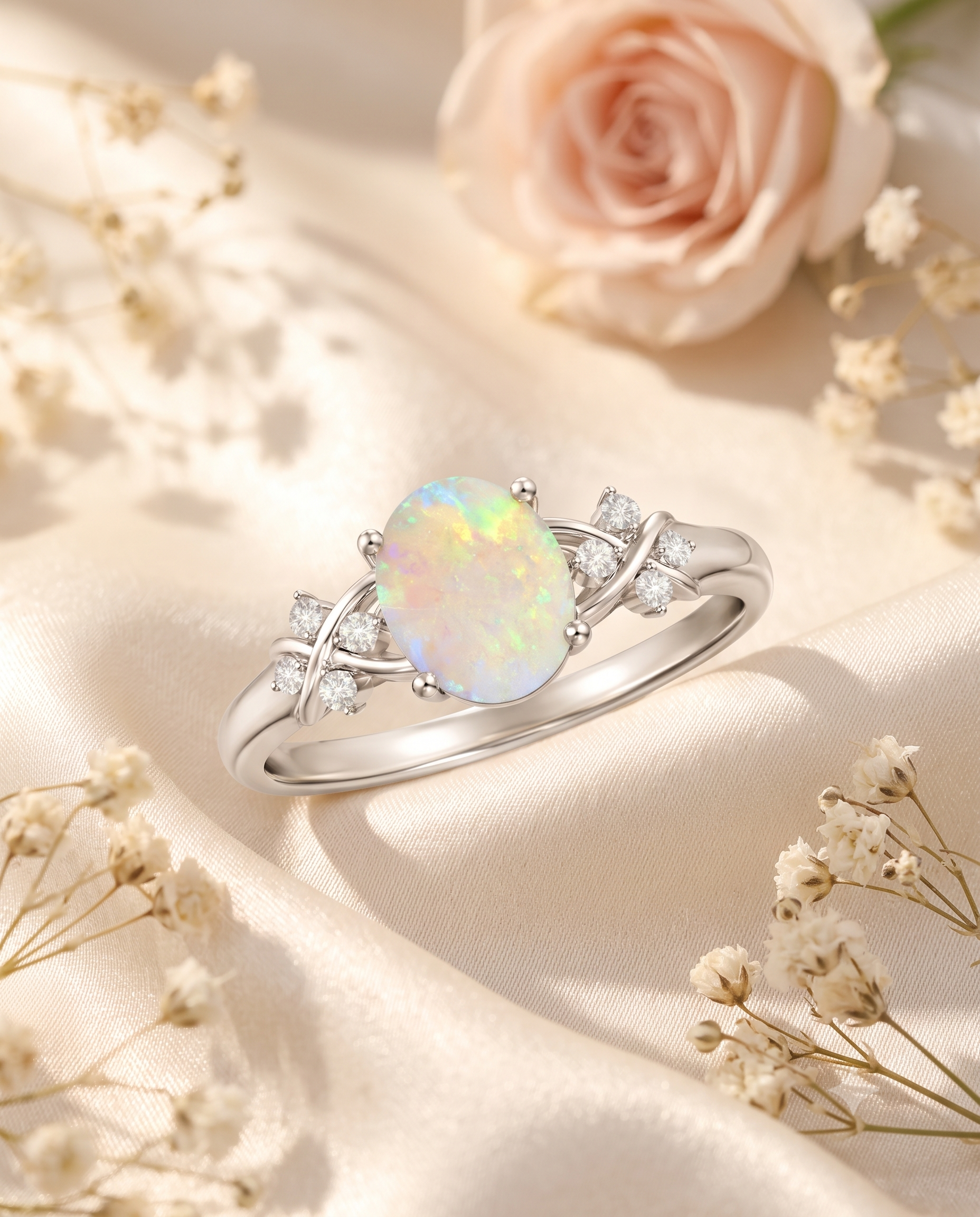 Nur-e-Zuhra | Natural Opal & Diamond Ring | Venus Love & Grace 🤍