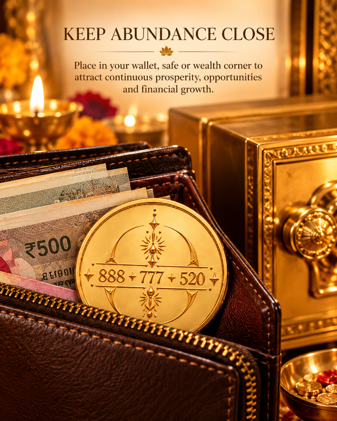 ASHTA LAKSHMI WEALTH COIN | Silver with Gold Plating | Symbol of Complete Prosperity