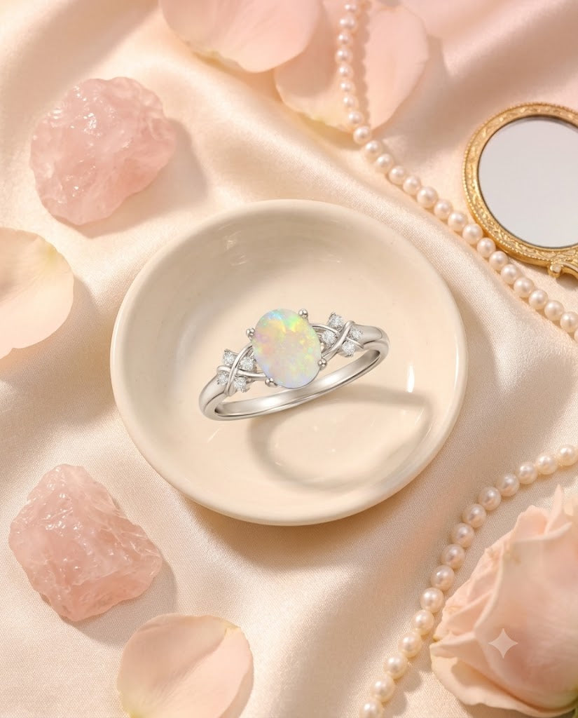 Nur-e-Zuhra | Natural Opal & Diamond Ring | Venus Love & Grace 🤍