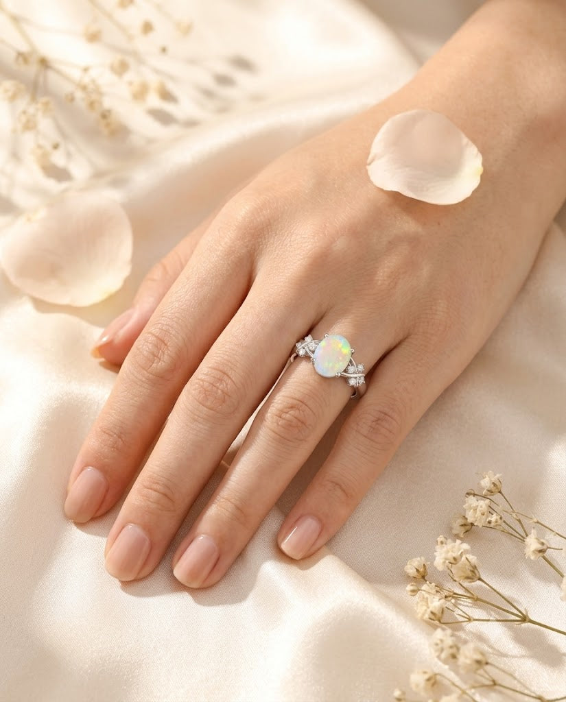 Nur-e-Zuhra | Natural Opal & Diamond Ring | Venus Love & Grace 🤍
